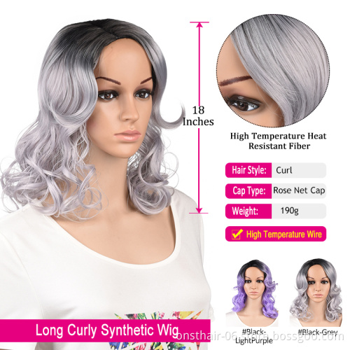 Woman Purple Wigs Hair Women Cosplay Bob Wigs Grey Silver Short Pixie Curly Heat Resistant Synthetic Natural for Black White